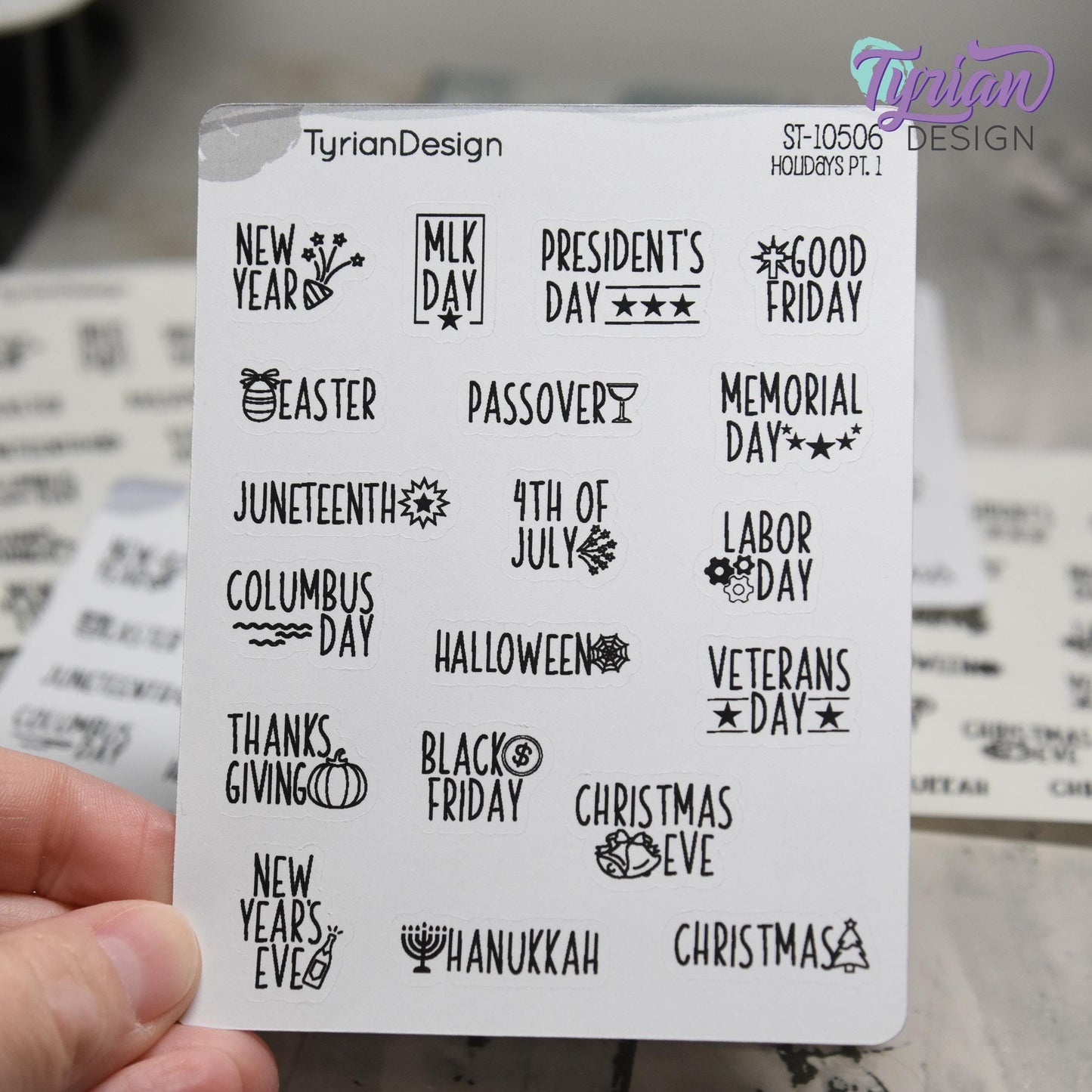 Holiday Stickers  | Icon Holiday Stickers Pt 1 | 19 Stickers | Font: Charley