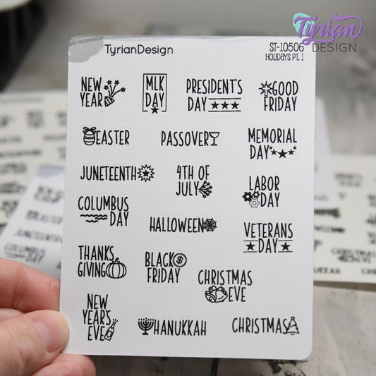 Holiday Stickers  | Icon Holiday Stickers Pt 1 | 19 Stickers | Font: Charley