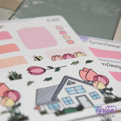 Tulip Flower House Journal Stickers | 16 Stickers