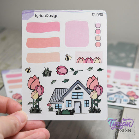 Tulip Flower House Journal Stickers | 16 Stickers