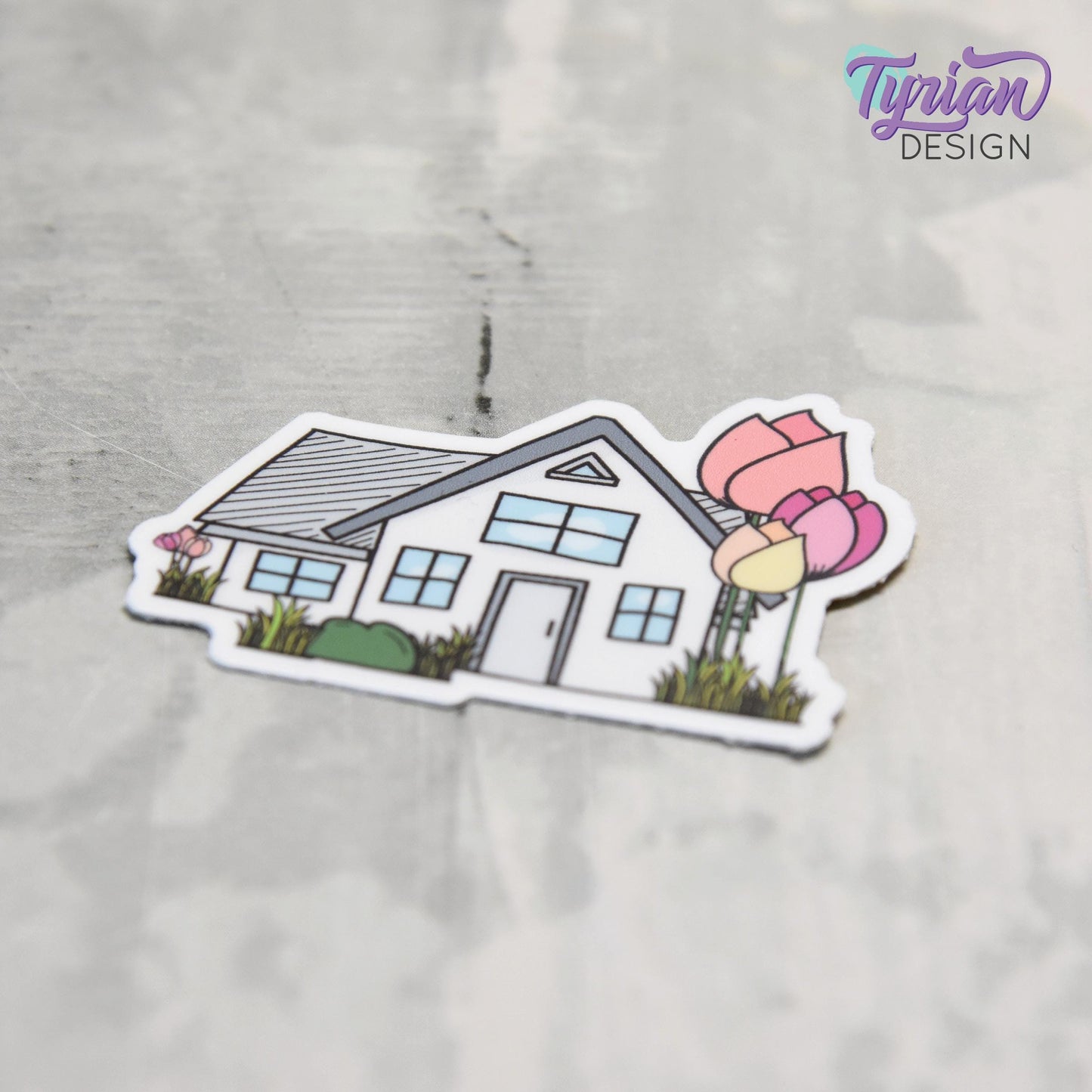 Tulip House Vinyl Sticker | High quality weather proof vinyl | 2"x 1.45" | House Sticker| Little House sticker | Tumbler Sticker