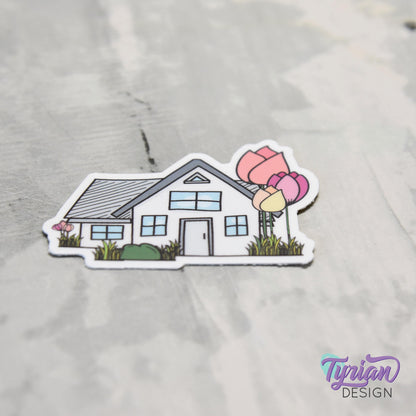 Tulip House Vinyl Sticker | High quality weather proof vinyl | 2"x 1.45" | House Sticker| Little House sticker | Tumbler Sticker