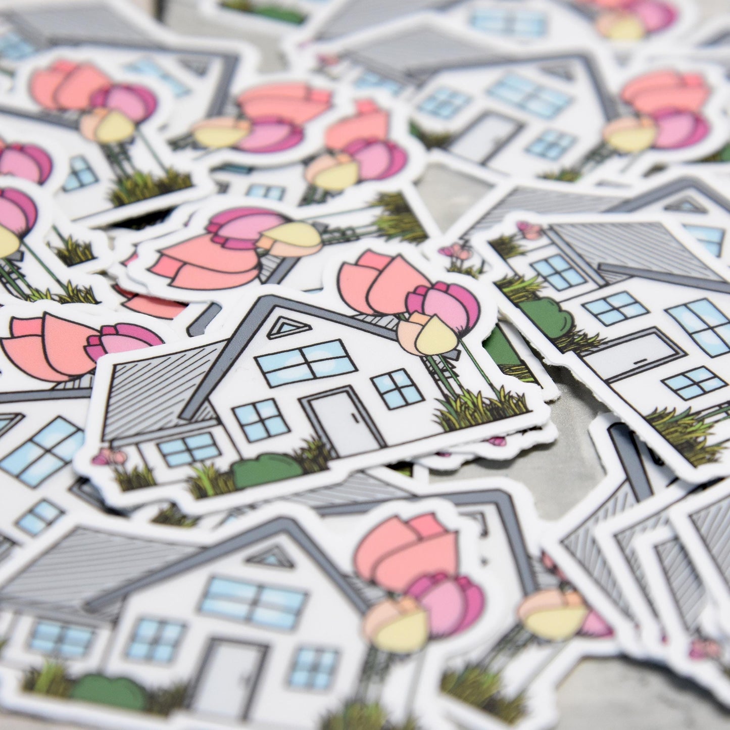 Tulip House Vinyl Sticker | High quality weather proof vinyl | 2"x 1.45" | House Sticker| Little House sticker | Tumbler Sticker