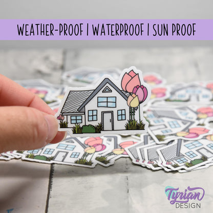 Tulip House Vinyl Sticker | High quality weather proof vinyl | 2"x 1.45" | House Sticker| Little House sticker | Tumbler Sticker