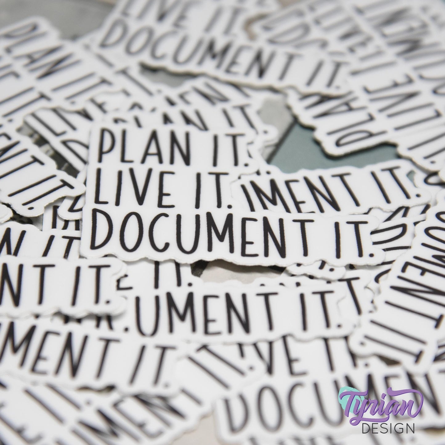 Plan it. Live it. Document it. Small Vinyl Sticker | high quality weather proof vinyl | 2 x 1.5" | Planner sticker