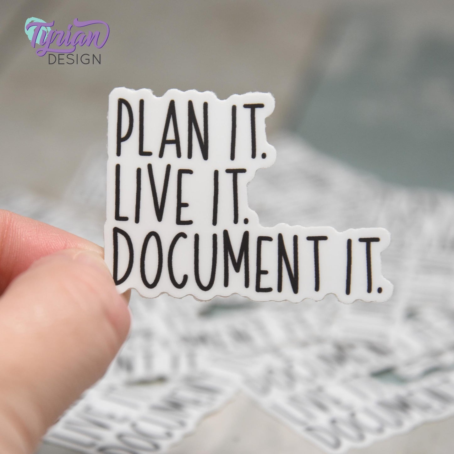 Plan it. Live it. Document it. Small Vinyl Sticker | high quality weather proof vinyl | 2 x 1.5" | Planner sticker