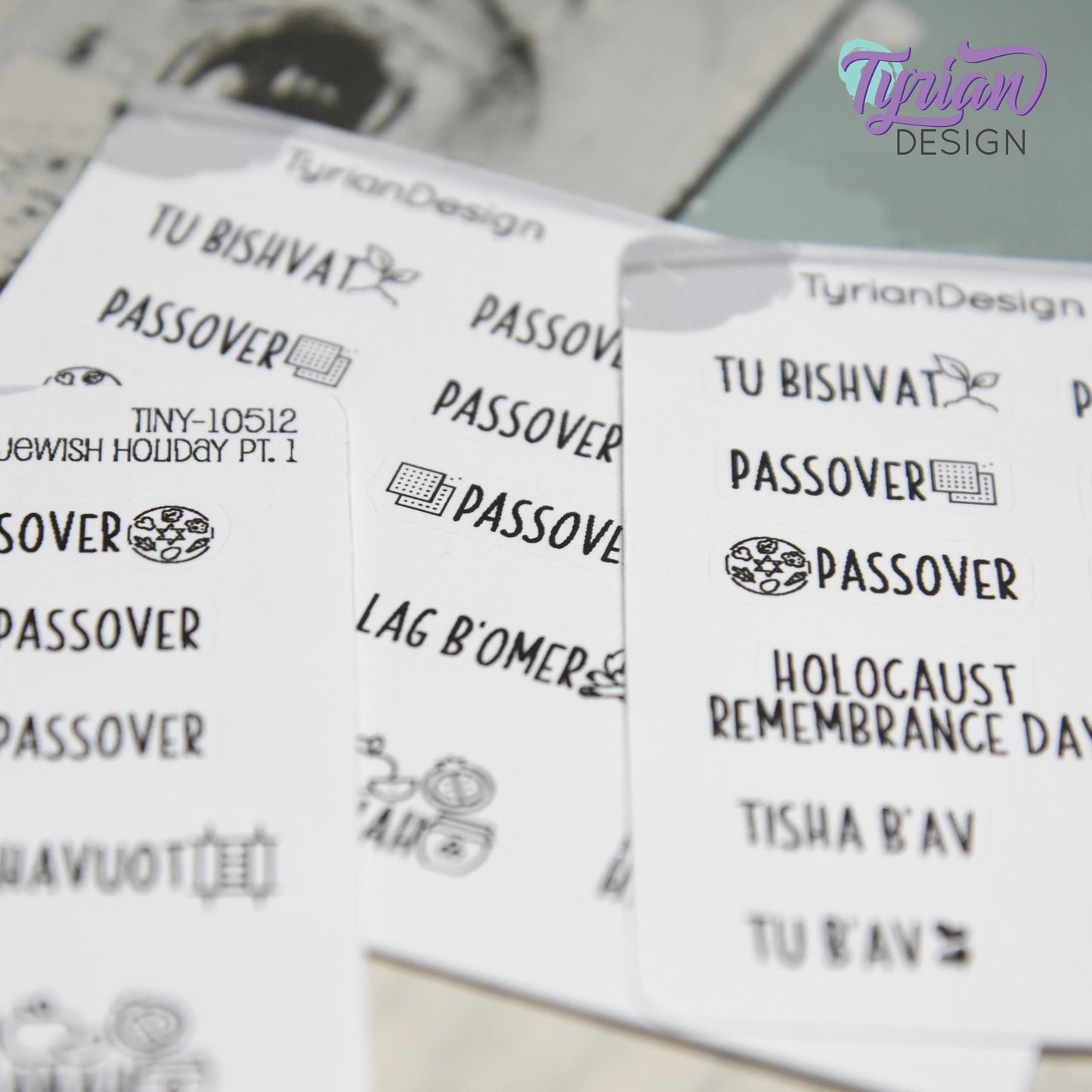 Tiny Jewish Icon Holiday Stickers Pt 1 | 16 Stickers | Font: Charley