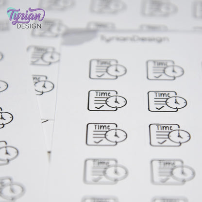 Time Card Stickers | 20 Stickers | .6" x .57" Each | Cole Font