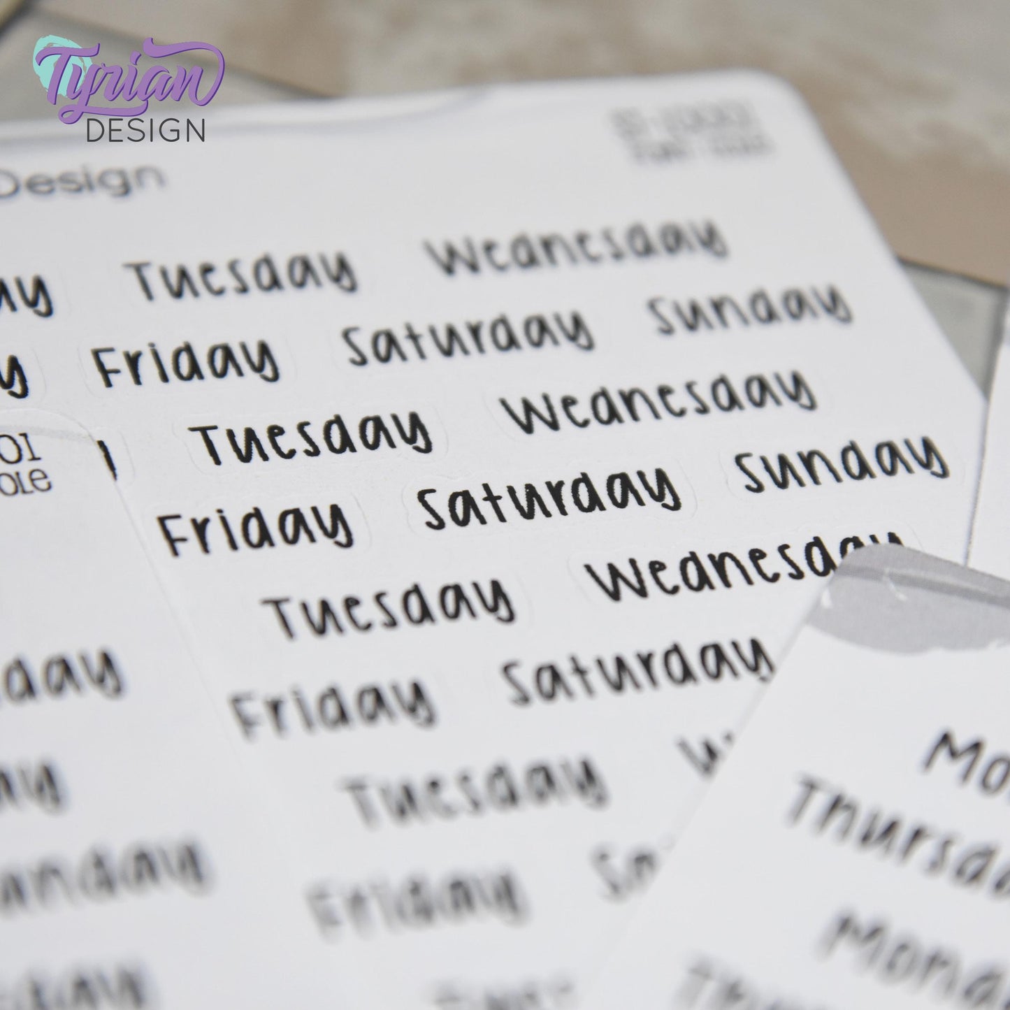 Days of the Week Stickers | 35 Stickers | 1" (Max) x .31" Each | Cole Font