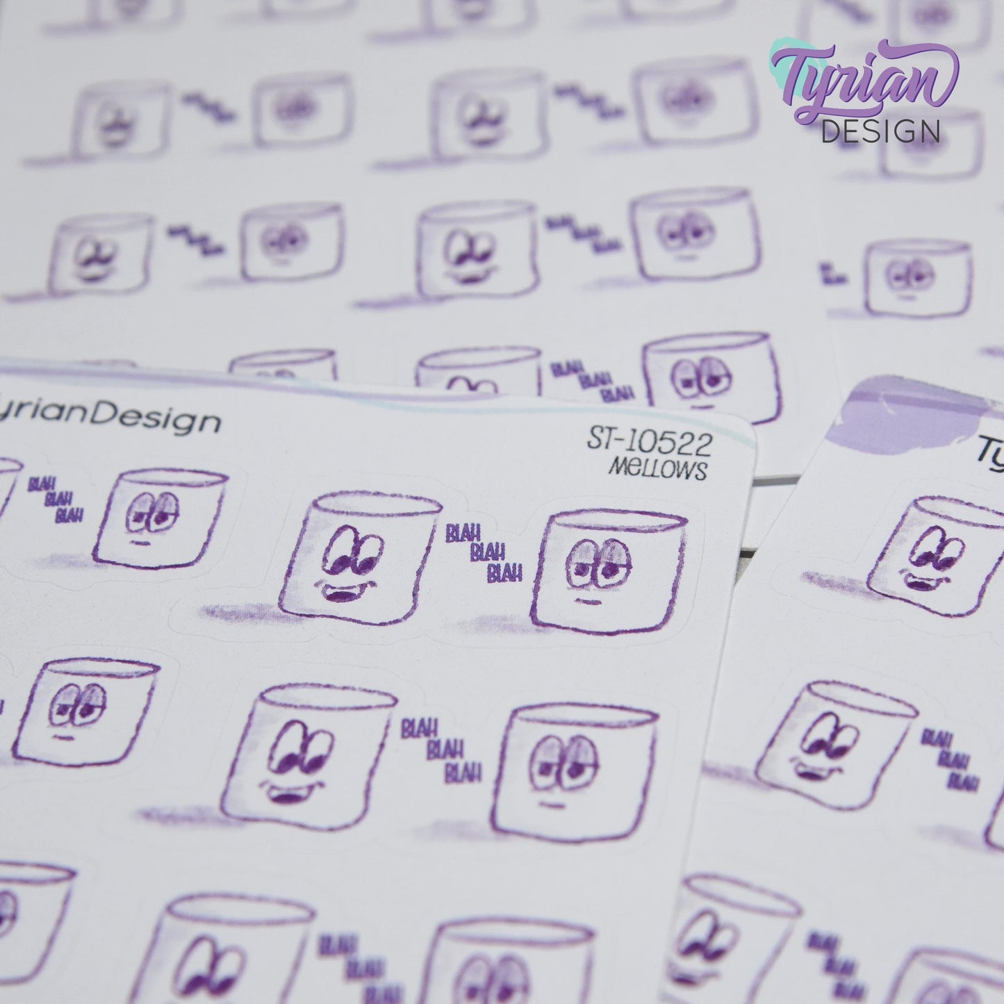 Blah Blah Blah Stickers | Sketchy Mellows | 8 Stickers | 2 sizes