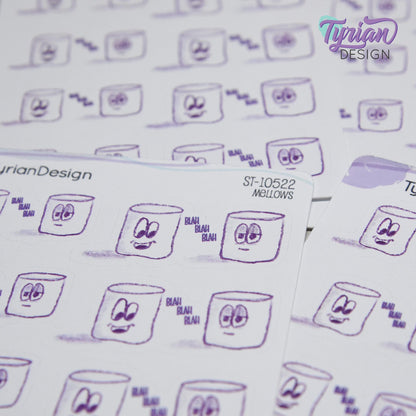 Blah Blah Blah Stickers | Sketchy Mellows | 8 Stickers | 2 sizes