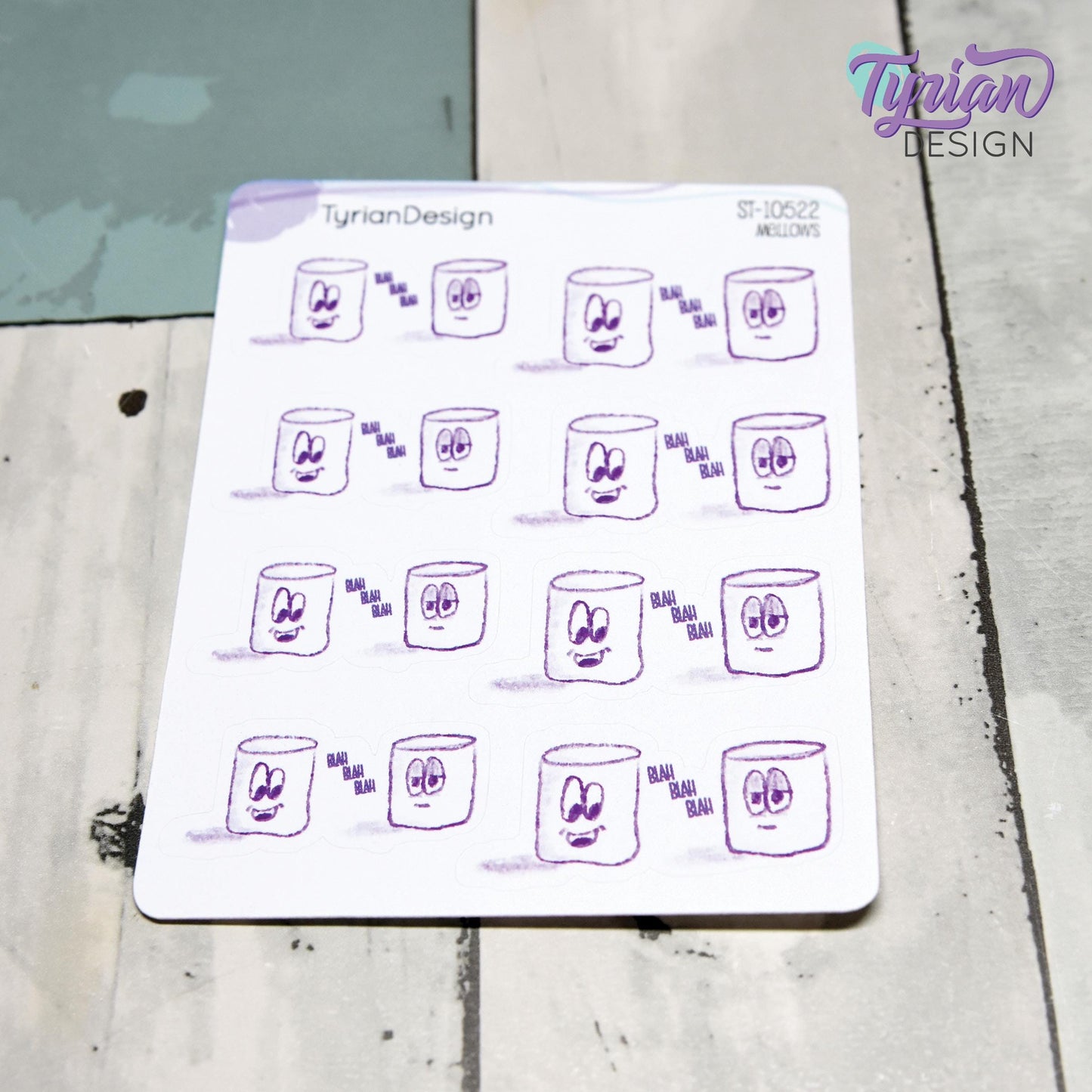 Blah Blah Blah Stickers | Sketchy Mellows | 8 Stickers | 2 sizes