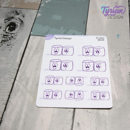 BFF Friends Stickers | Sketchy Mellows Stickers | 10 Stickers | 2 sizes | 3.5 x  4.5" Sheet | White or Clear Matte | Marshmallow stickers