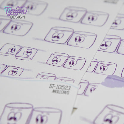 BFF Friends Stickers | Sketchy Mellows Stickers | 10 Stickers | 2 sizes | 3.5 x  4.5" Sheet | White or Clear Matte | Marshmallow stickers