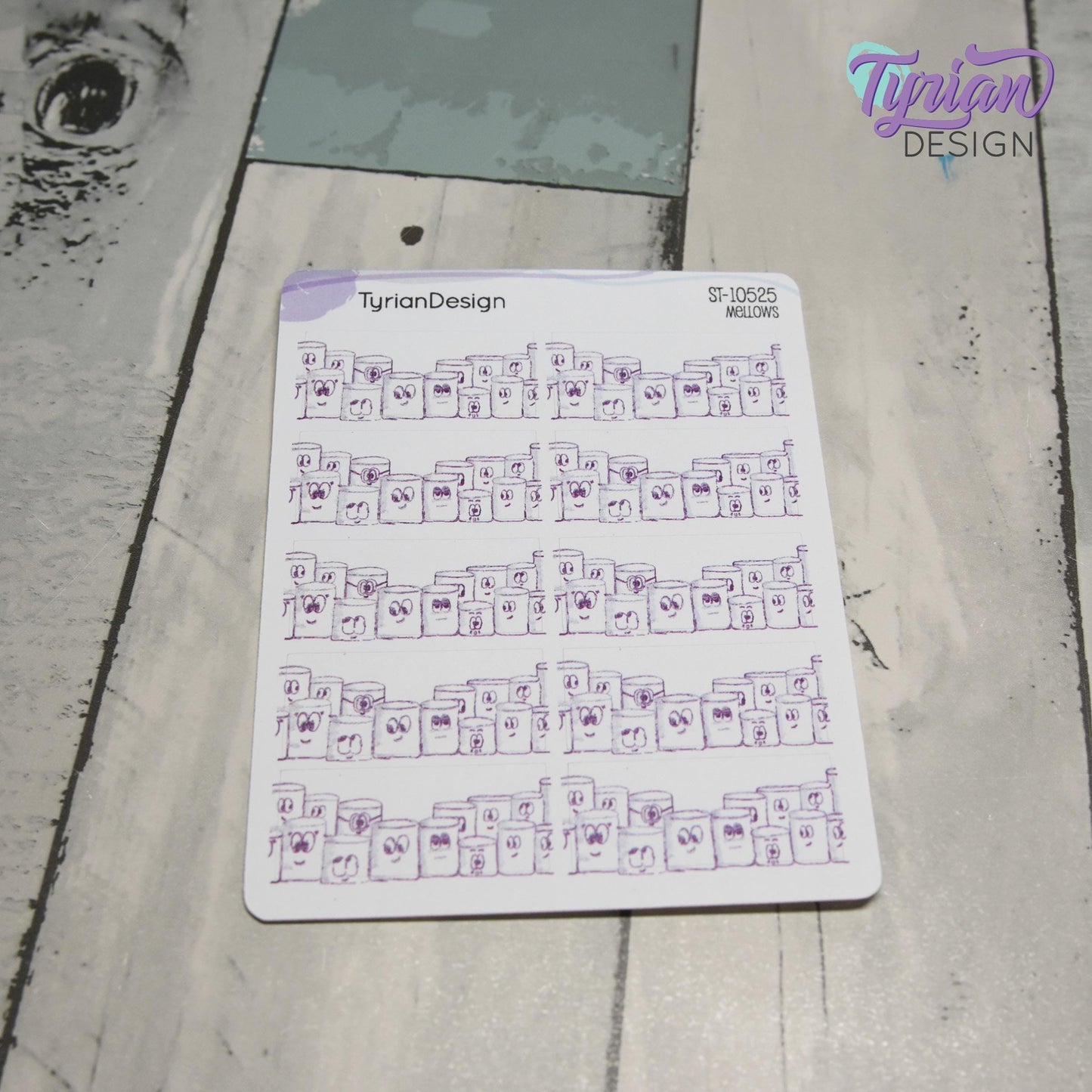 Fun Group Stickers | Sketchy Mellows Stickers | 10 Stickers |1.5" x .66"  | Marshmallow stickers