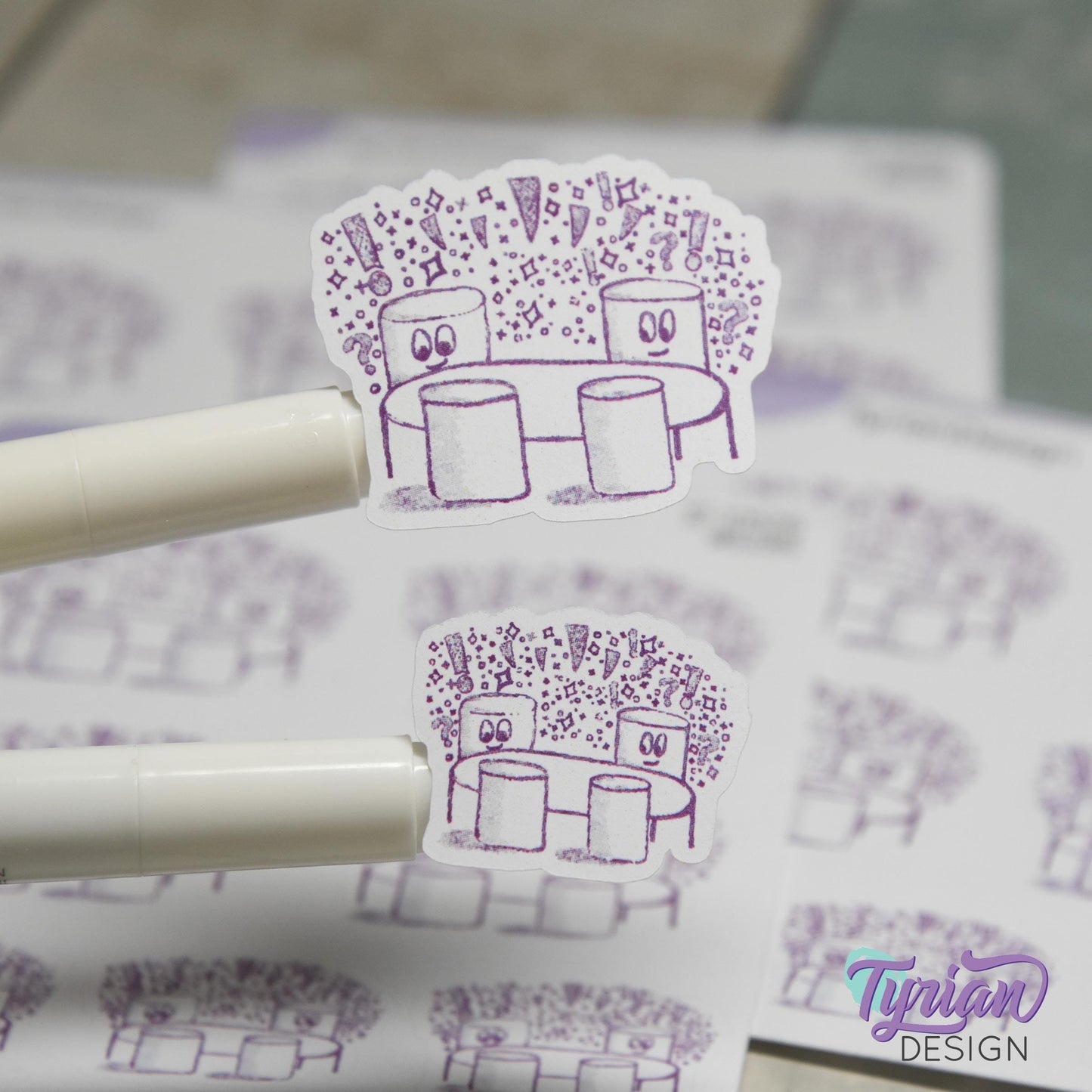 Brainstorm Meeting Stickers | Sketchy Mellows | 7 Stickers | 2 sizes | 3.5 x  4.5" Sheet | White or Clear Matte | Marshmallow stickers