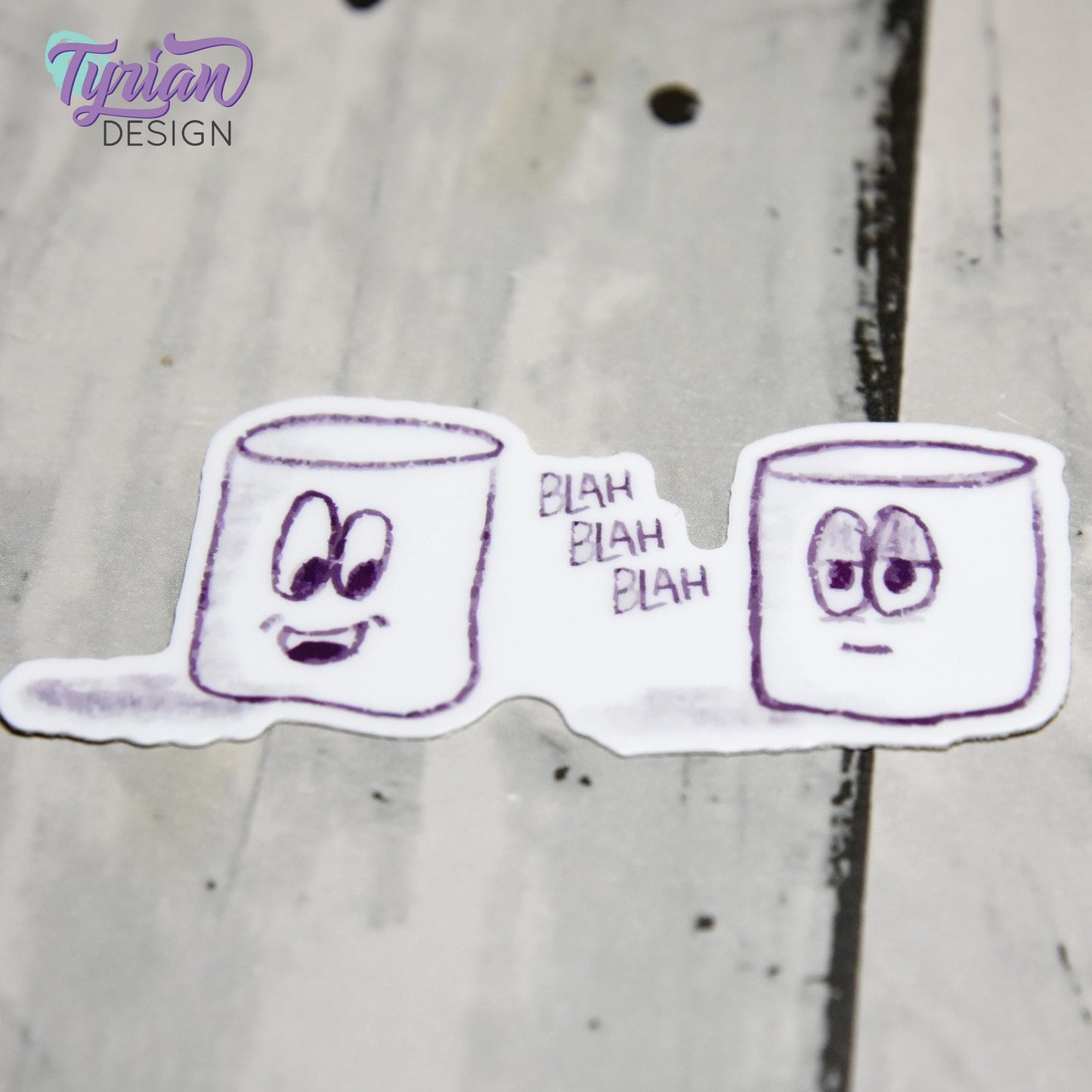 Blah Blah Blah Sticker | Waterproof, Weatherproof & Durable | 3" x 1.3" | Tumbler Sticker | Dishwasher Safe | Sketchy Mellows Sticker