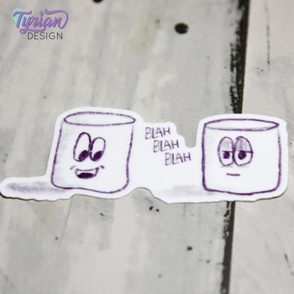 Blah Blah Blah Sticker | Waterproof, Weatherproof & Durable | 3" x 1.3" | Tumbler Sticker | Dishwasher Safe | Sketchy Mellows Sticker