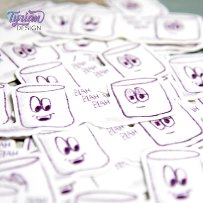 Blah Blah Blah Sticker | Waterproof, Weatherproof & Durable | 3" x 1.3" | Tumbler Sticker | Dishwasher Safe | Sketchy Mellows Sticker