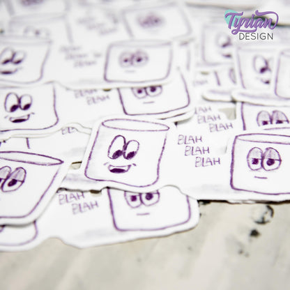 Blah Blah Blah Sticker | Waterproof, Weatherproof & Durable | 3" x 1.3" | Tumbler Sticker | Dishwasher Safe | Sketchy Mellows Sticker