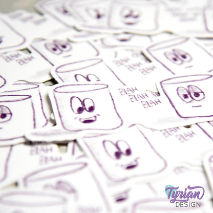 Blah Blah Blah Sticker | Waterproof, Weatherproof & Durable | 3" x 1.3" | Tumbler Sticker | Dishwasher Safe | Sketchy Mellows Sticker