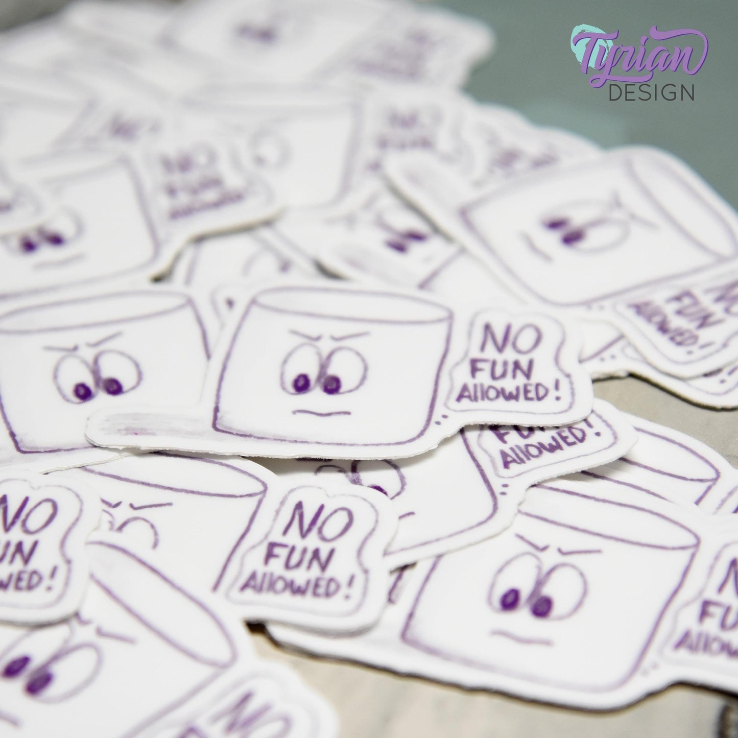 No Fun Allowed Sticker | Waterproof, Weatherproof & Durable | 2" x 1.2" | Tumbler Sticker | Dishwasher Safe | Sketchy Mellows Sticker