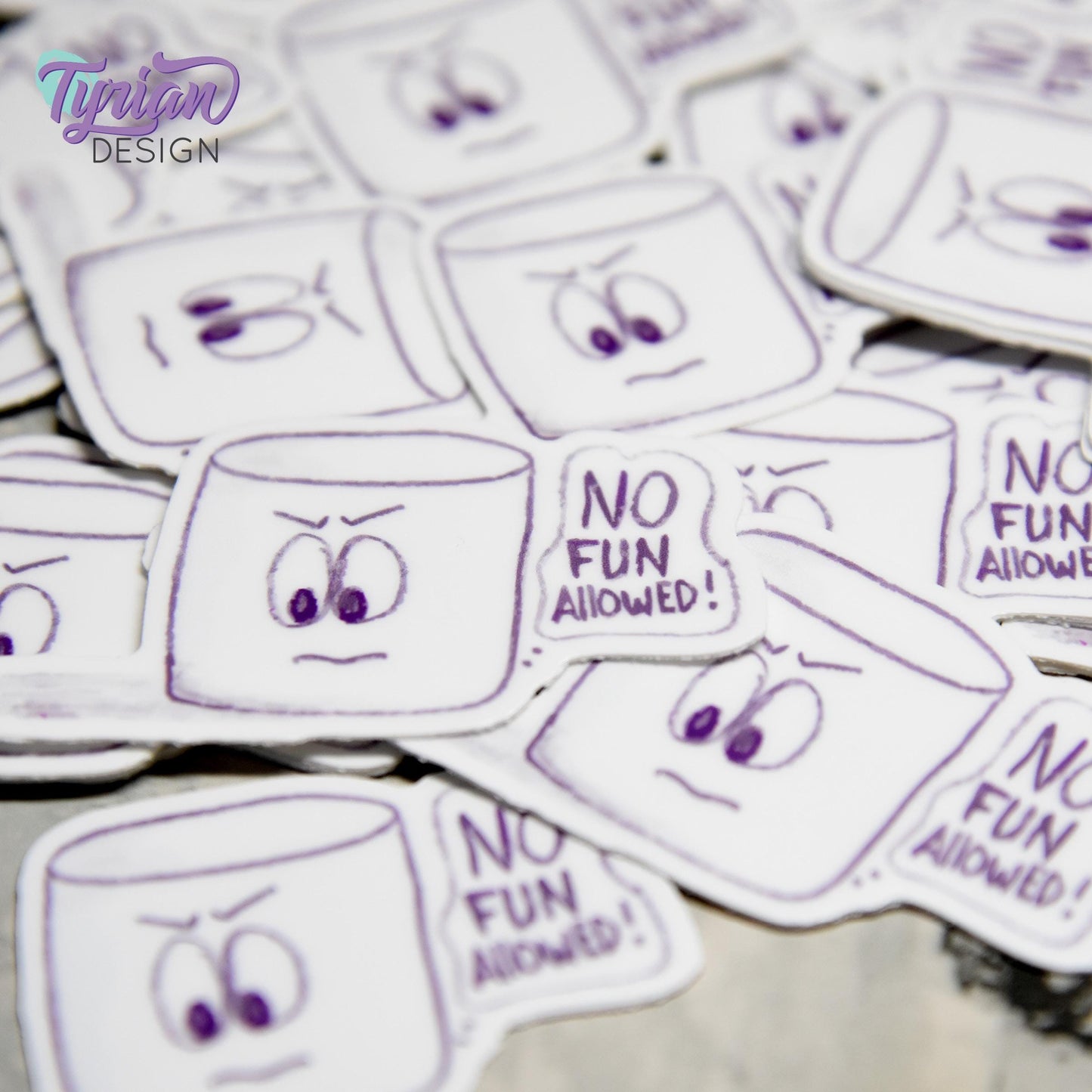 No Fun Allowed Sticker | Waterproof, Weatherproof & Durable | 2" x 1.2" | Tumbler Sticker | Dishwasher Safe | Sketchy Mellows Sticker