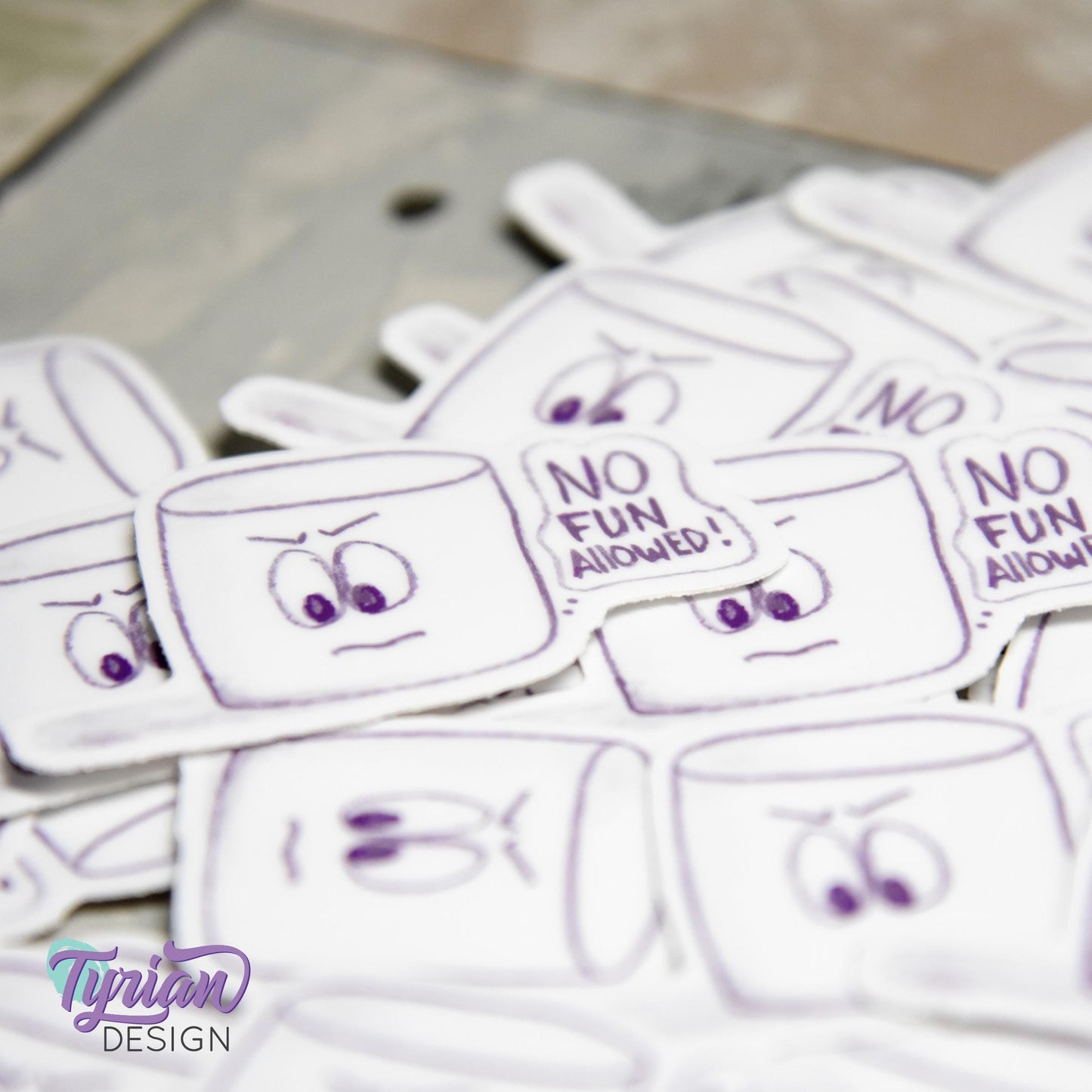 No Fun Allowed Sticker | Waterproof, Weatherproof & Durable | 2" x 1.2" | Tumbler Sticker | Dishwasher Safe | Sketchy Mellows Sticker