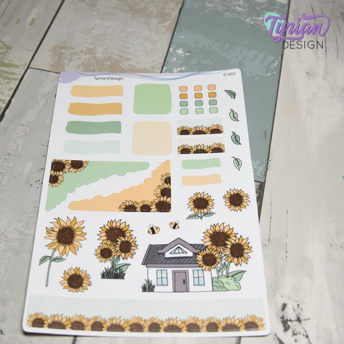 Sunflower House Journal Stickers  | 28 Stickers | 5x7" Sheet