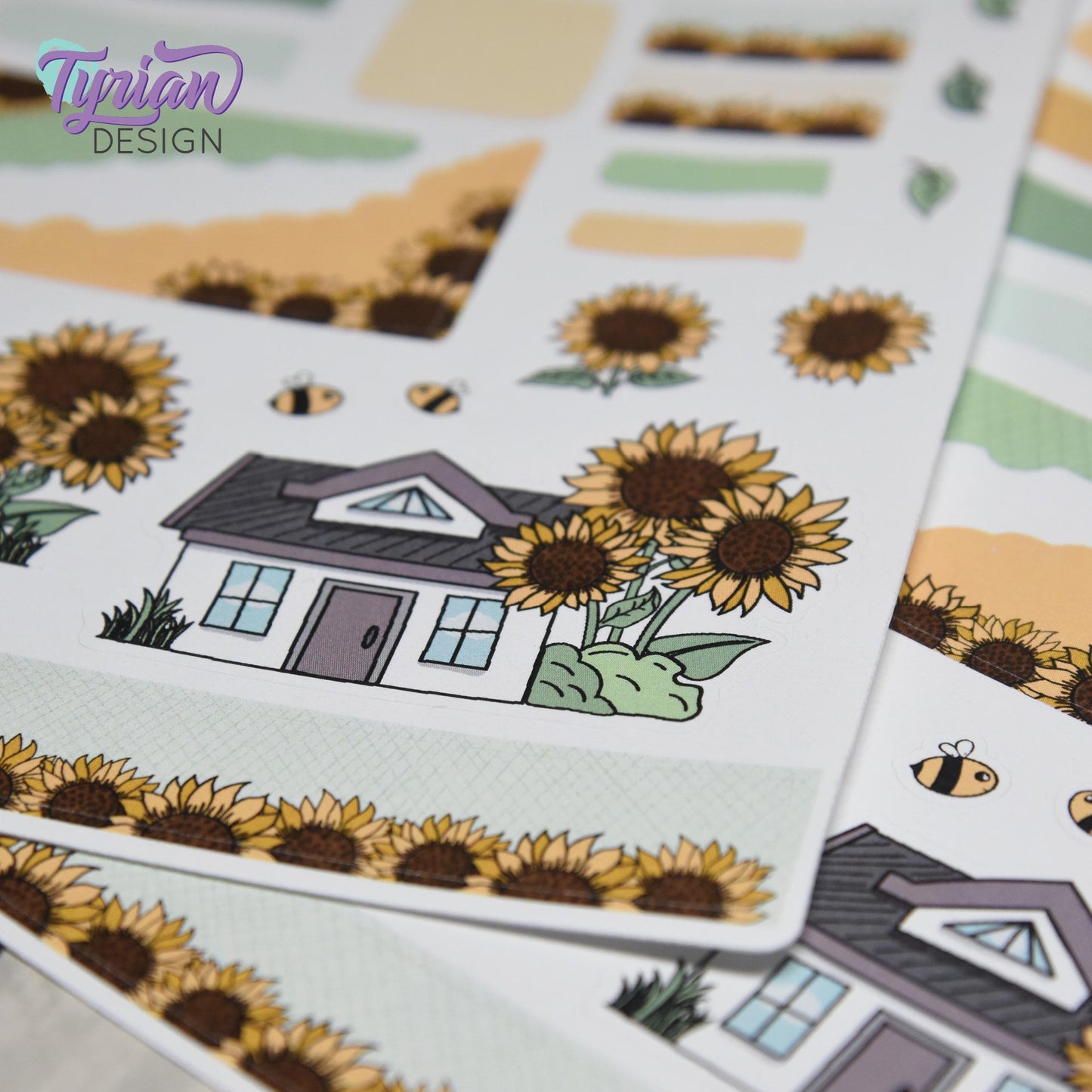 Sunflower House Journal Stickers  | 28 Stickers | 5x7" Sheet