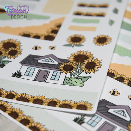 Sunflower House Journal Stickers  | 28 Stickers | 5x7" Sheet