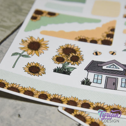 Sunflower House Journal Stickers  | 28 Stickers | 5x7" Sheet
