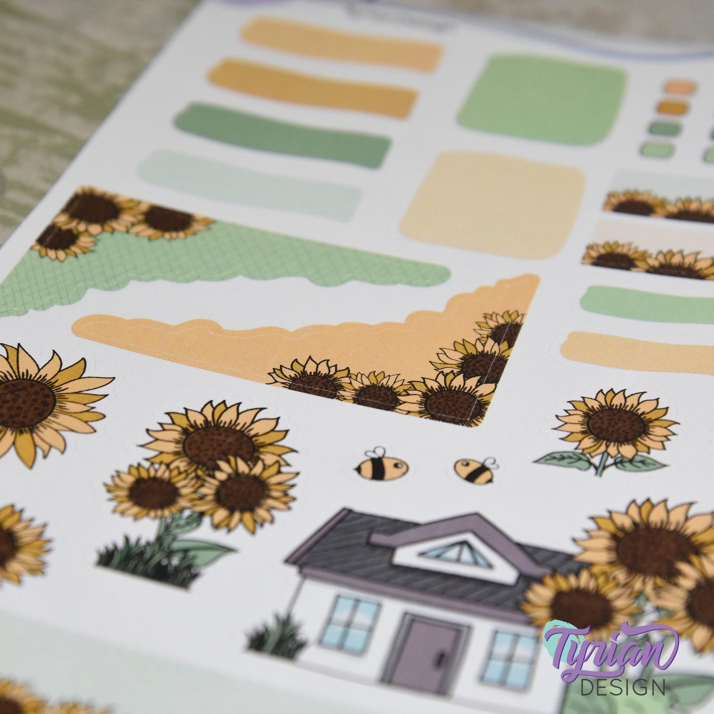 Sunflower House Journal Stickers  | 28 Stickers | 5x7" Sheet