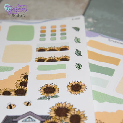 Sunflower House Journal Stickers  | 28 Stickers | 5x7" Sheet