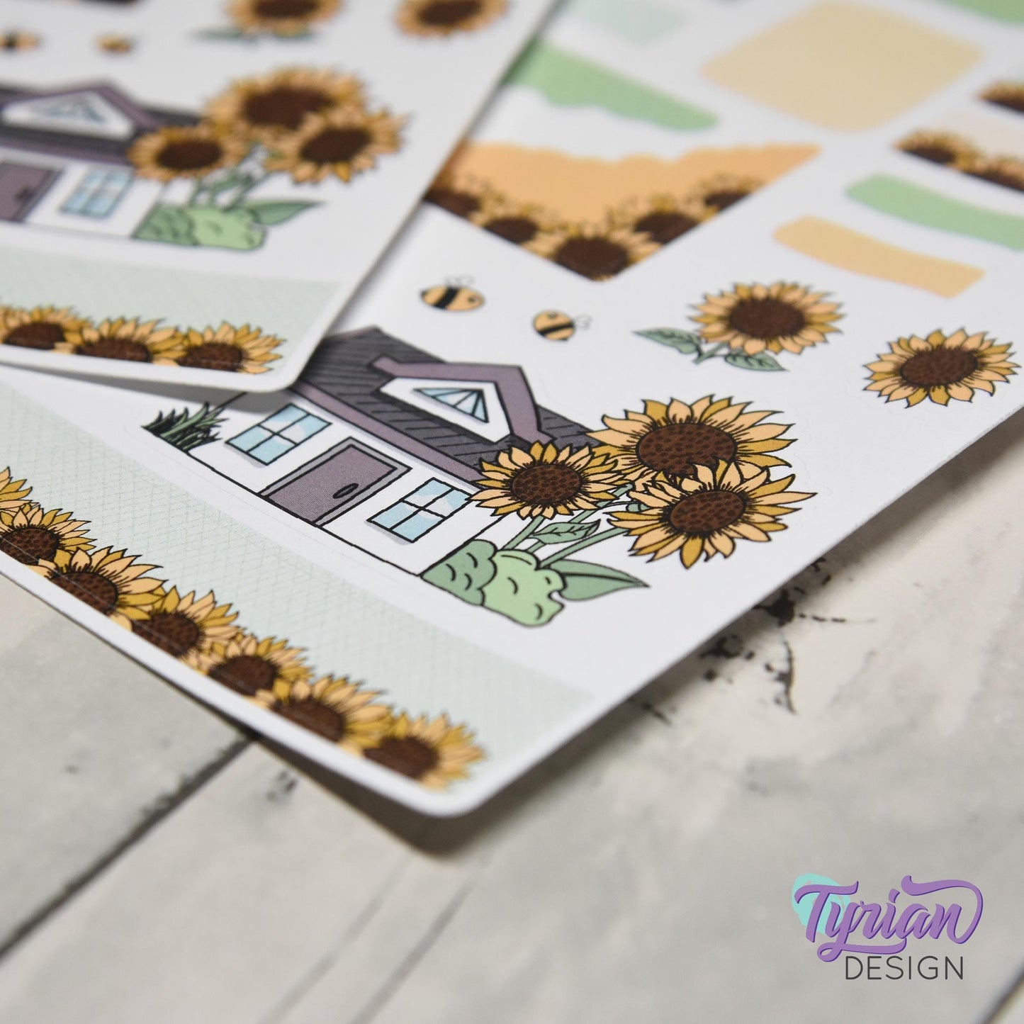 Sunflower House Journal Stickers  | 28 Stickers | 5x7" Sheet