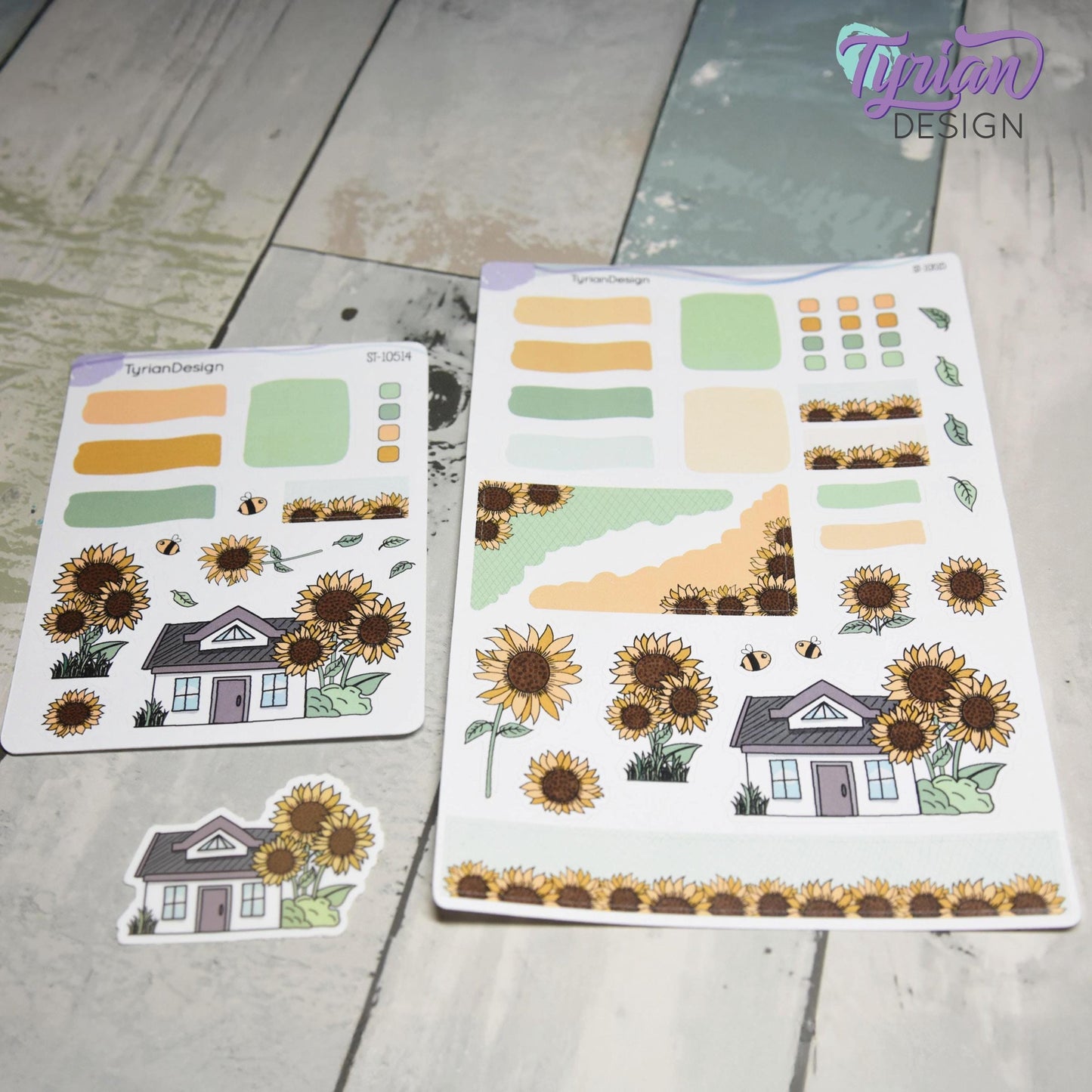 Sunflower House Journal Stickers  | 28 Stickers | 5x7" Sheet