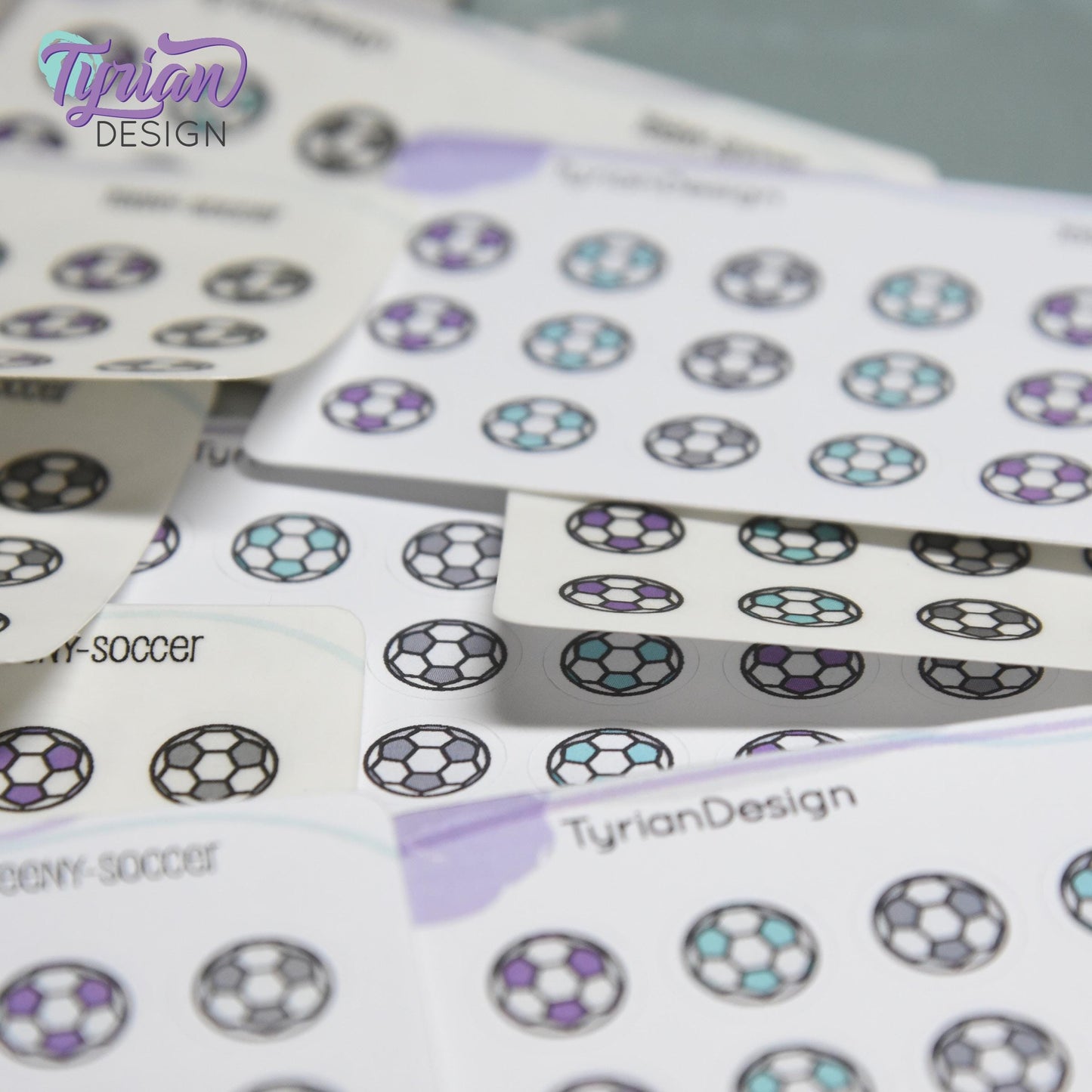 Soccer Stickers | Tiny Soccer Ball stickers | 18 stickers | .46 x .46 inches | Mini Sheet 3.375" x 2.125" | White or Clear Matte