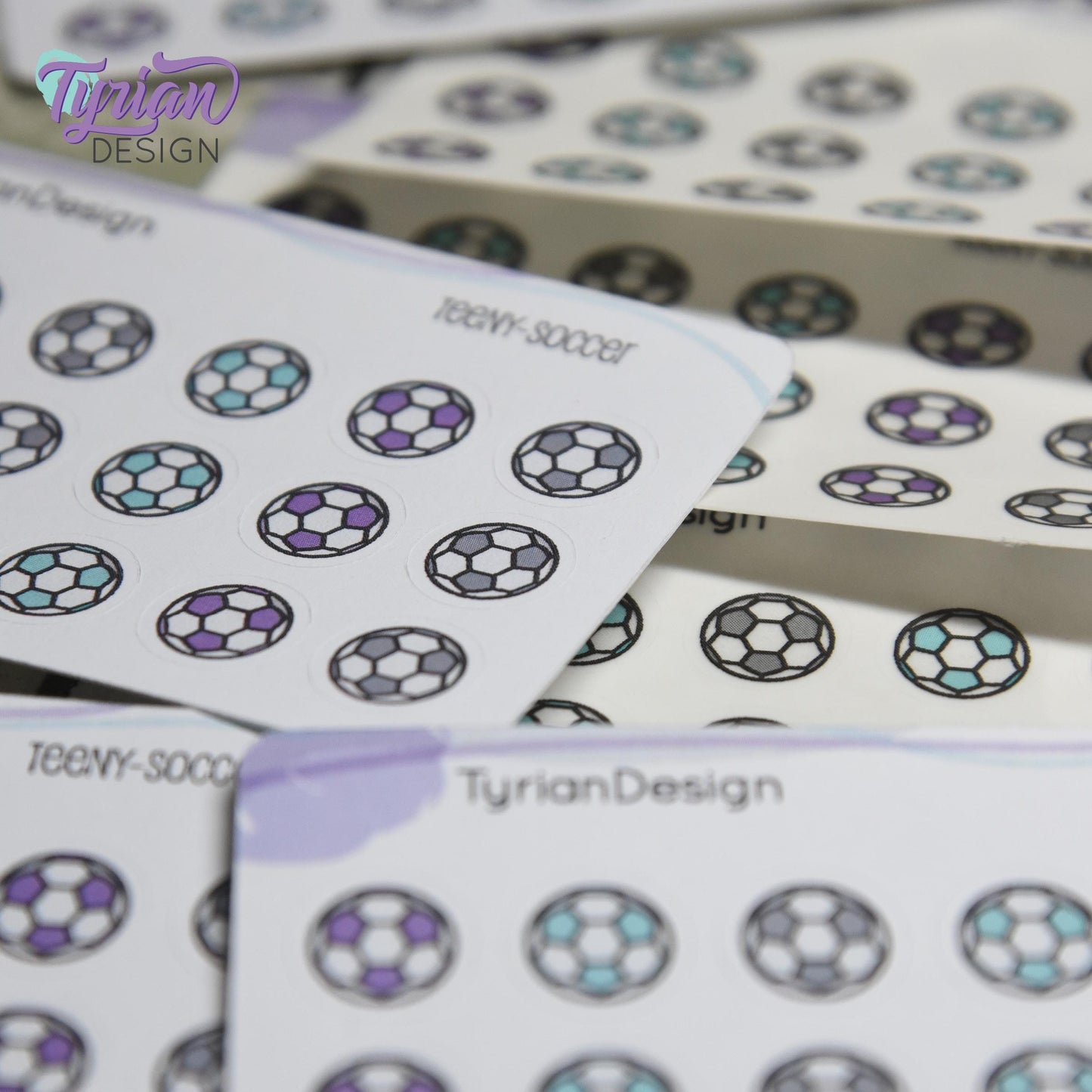 Soccer Stickers | Tiny Soccer Ball stickers | 18 stickers | .46 x .46 inches | Mini Sheet 3.375" x 2.125" | White or Clear Matte