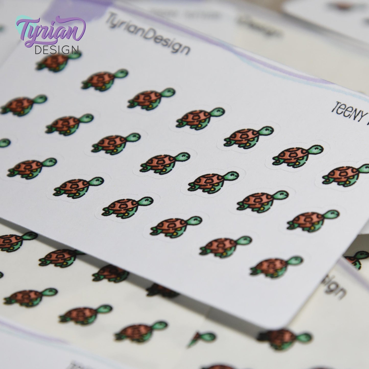 Turtle Stickers | Tiny Sea Turtle stickers | Mini sheet | 21 stickers | .4 x .4" each | Swimming Turtle icon | White or Clear Matte