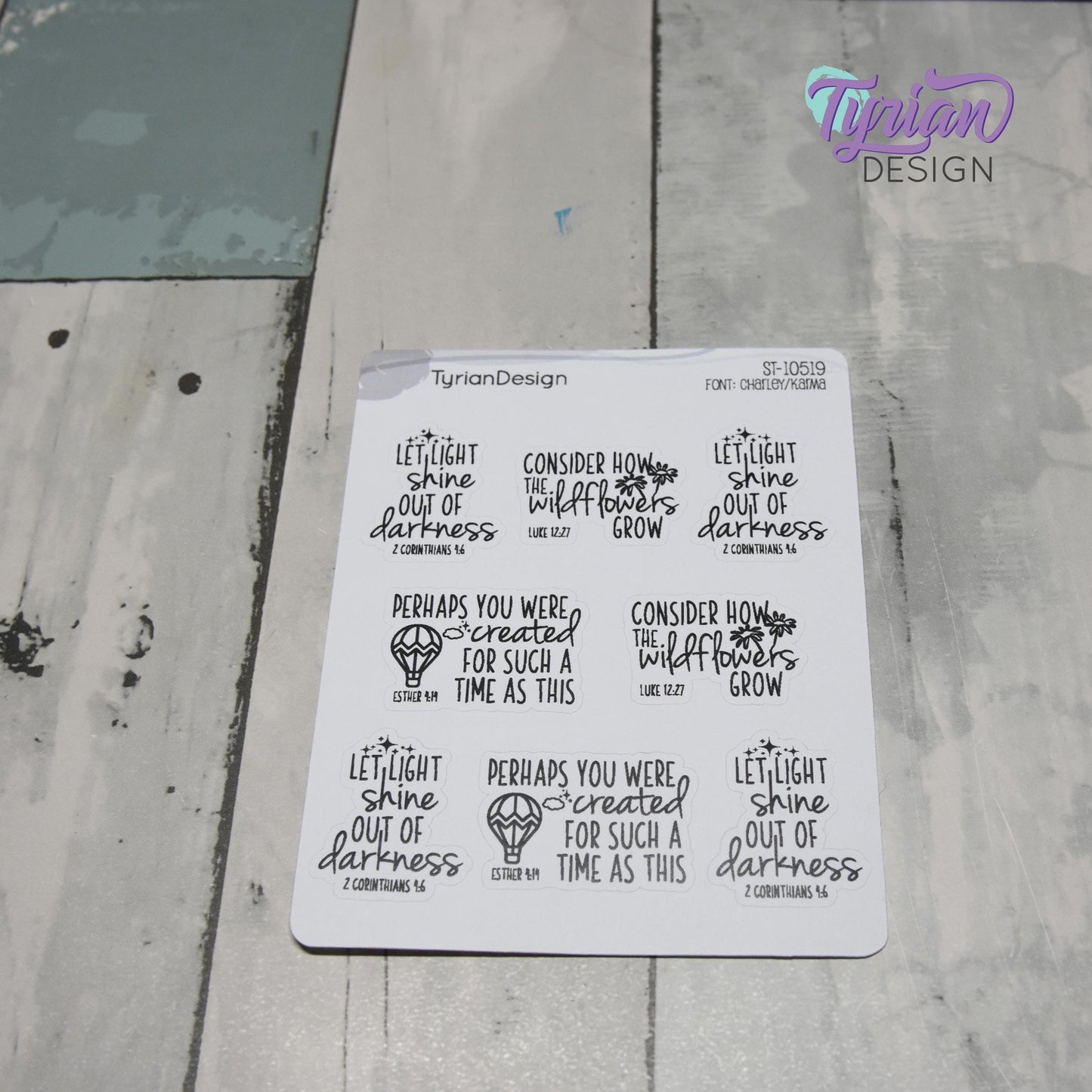 Bible Verses Stickers | 8 Stickers | Charley & Karma Font
