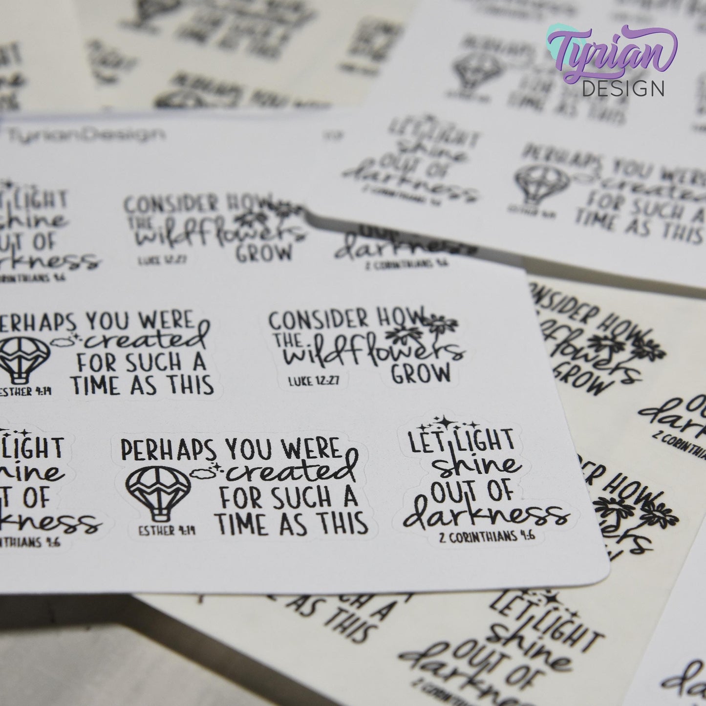 Bible Verses Stickers | 8 Stickers | Charley & Karma Font