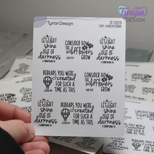 Bible Verses Stickers | 8 Stickers | Charley & Karma Font