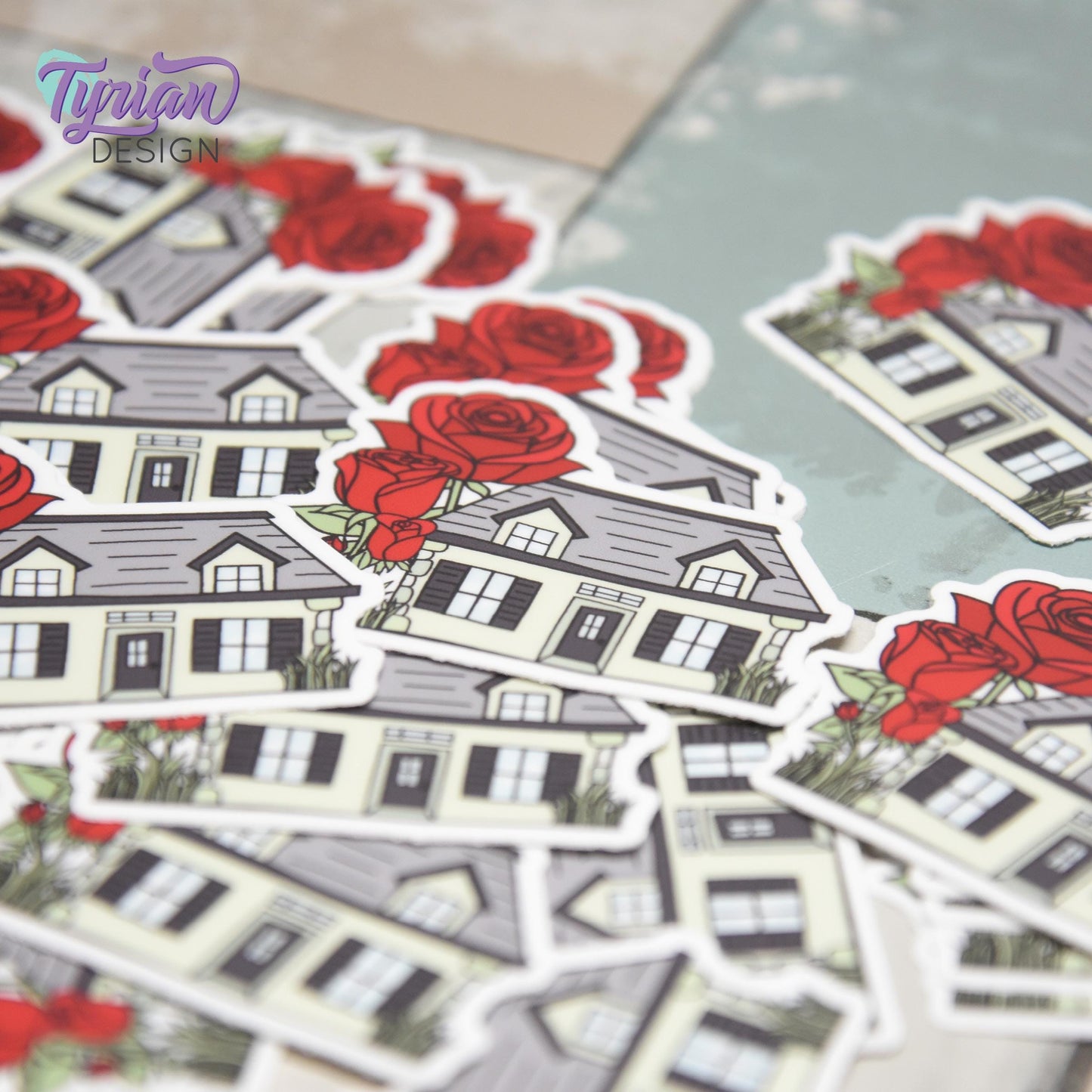 Rose House Vinyl Sticker | Waterproof & Weatherproof | 2" x 1.5" | Durable Die-Cut Sticker for Journals, Tumblers and More