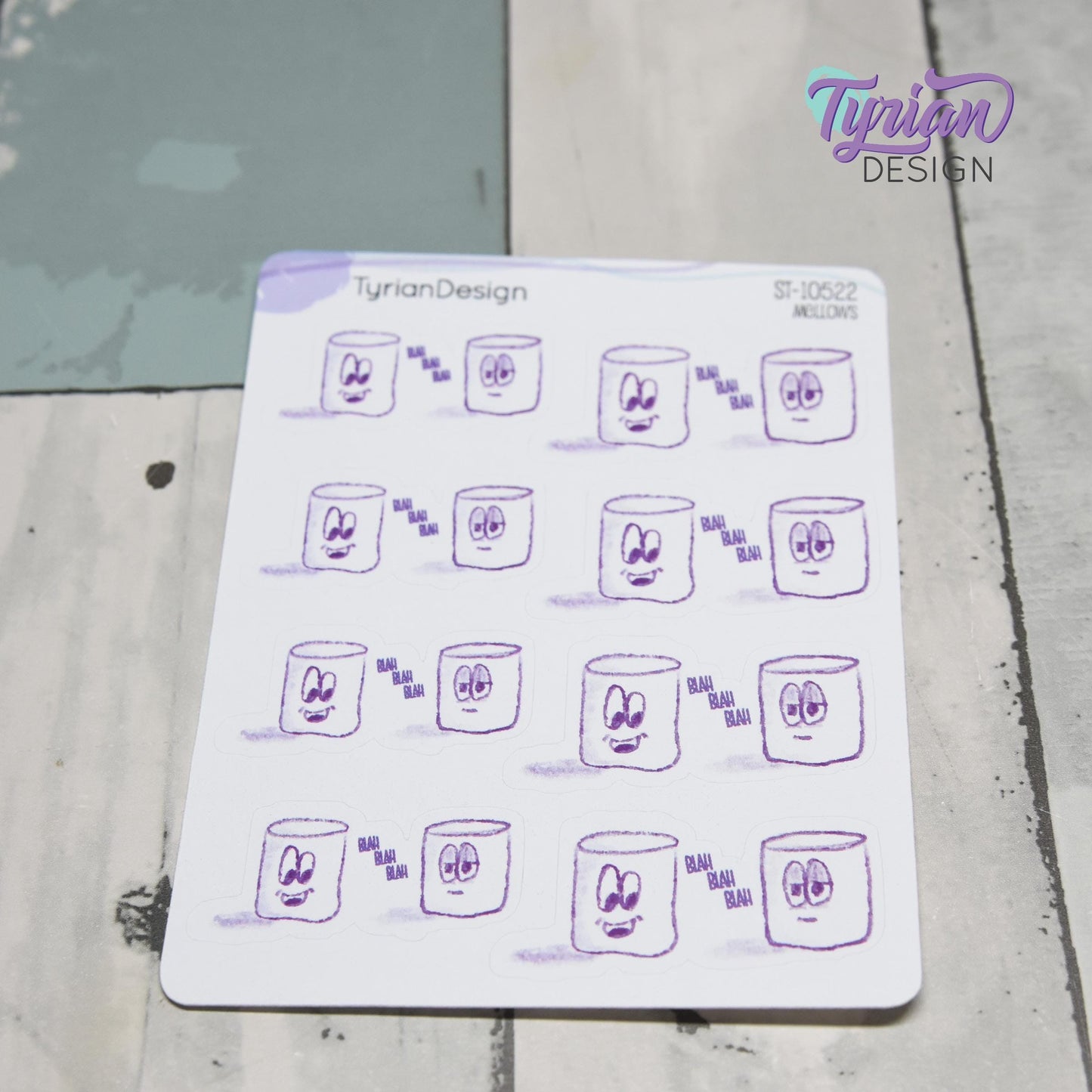 Blah Blah Blah Stickers | Sketchy Mellows | 8 Stickers | 2 sizes