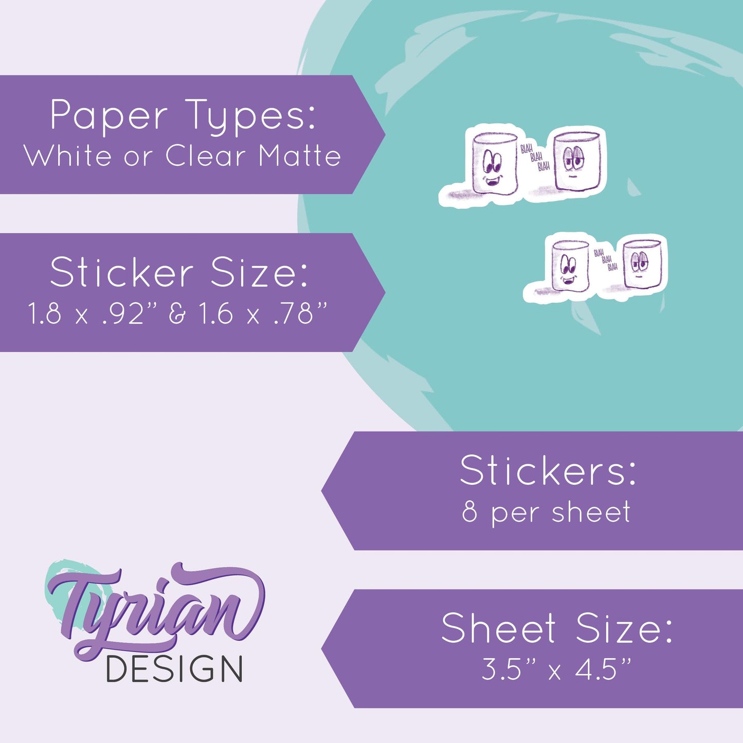 Blah Blah Blah Stickers | Sketchy Mellows | 8 Stickers | 2 sizes