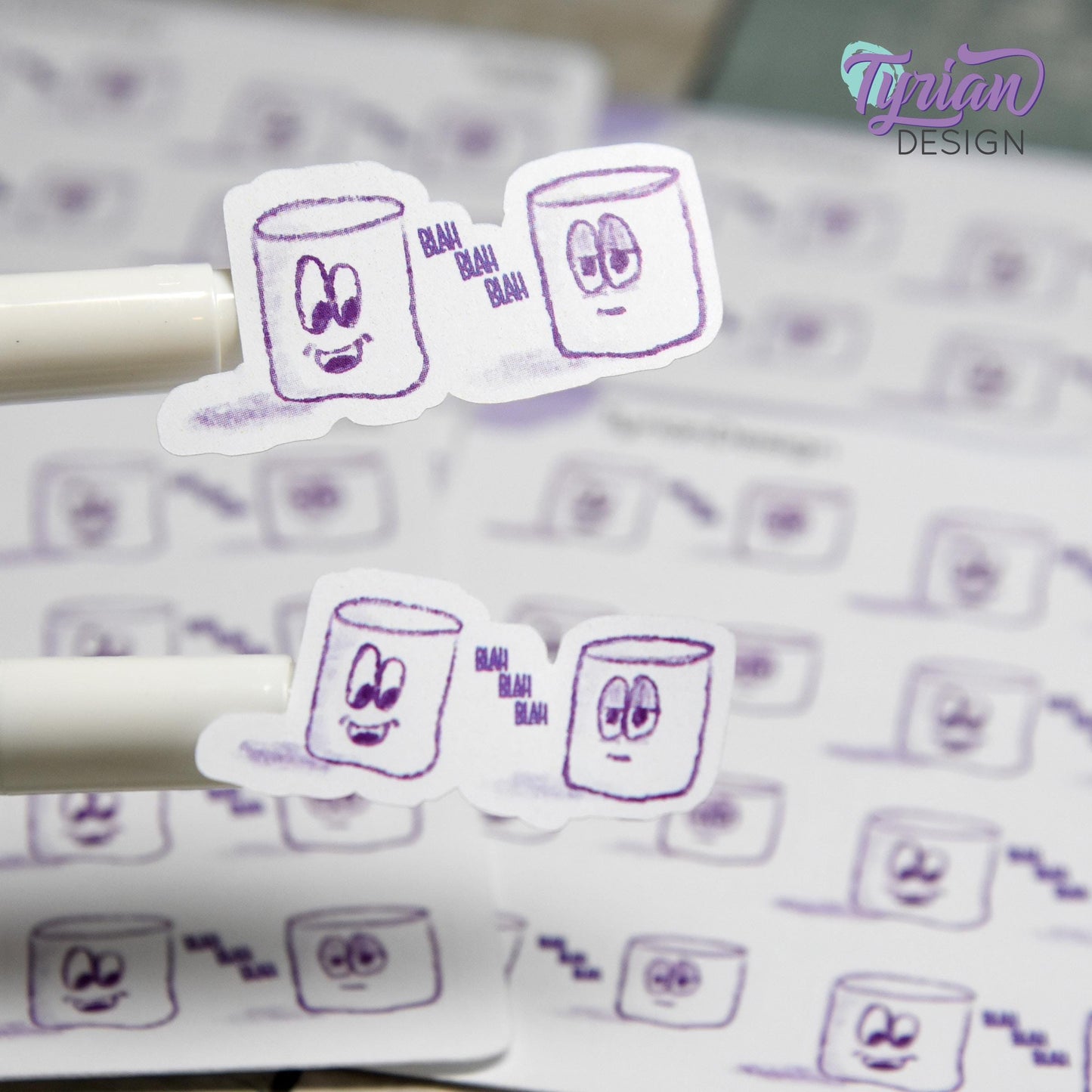 Blah Blah Blah Stickers | Sketchy Mellows | 8 Stickers | 2 sizes