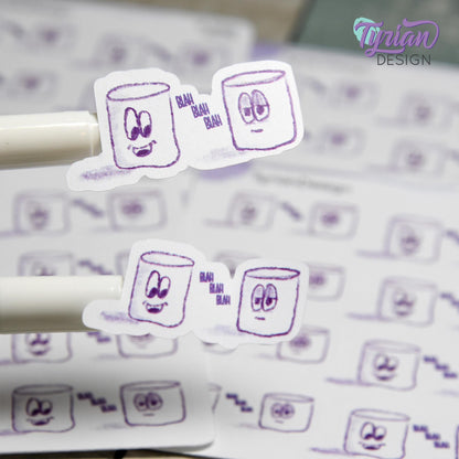 Blah Blah Blah Stickers | Sketchy Mellows | 8 Stickers | 2 sizes