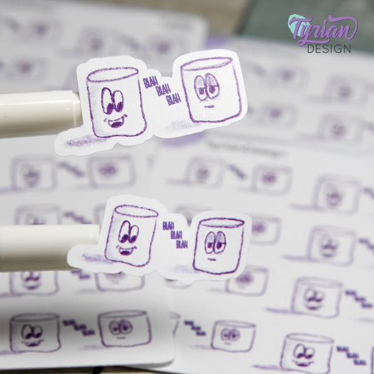 Blah Blah Blah Stickers | Sketchy Mellows | 8 Stickers | 2 sizes
