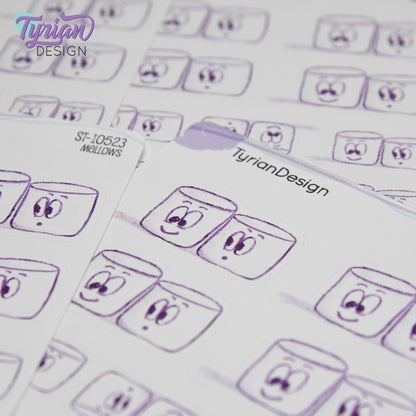 BFF Friends Stickers | Sketchy Mellows Stickers | 10 Stickers | 2 sizes | 3.5 x  4.5" Sheet | White or Clear Matte | Marshmallow stickers