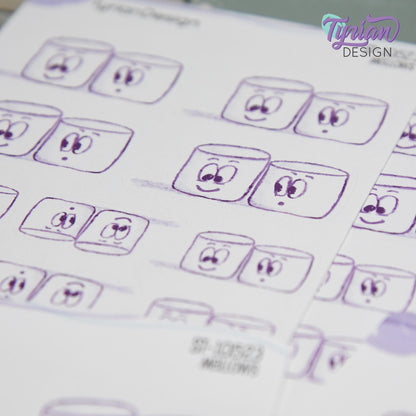 BFF Friends Stickers | Sketchy Mellows Stickers | 10 Stickers | 2 sizes | 3.5 x  4.5" Sheet | White or Clear Matte | Marshmallow stickers